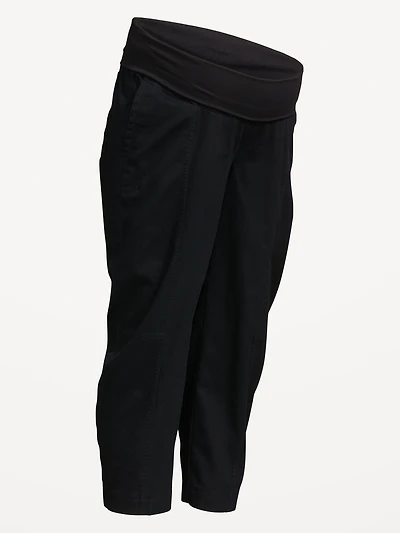 Maternity Rollover Waist Barrel Leg Ankle Pants