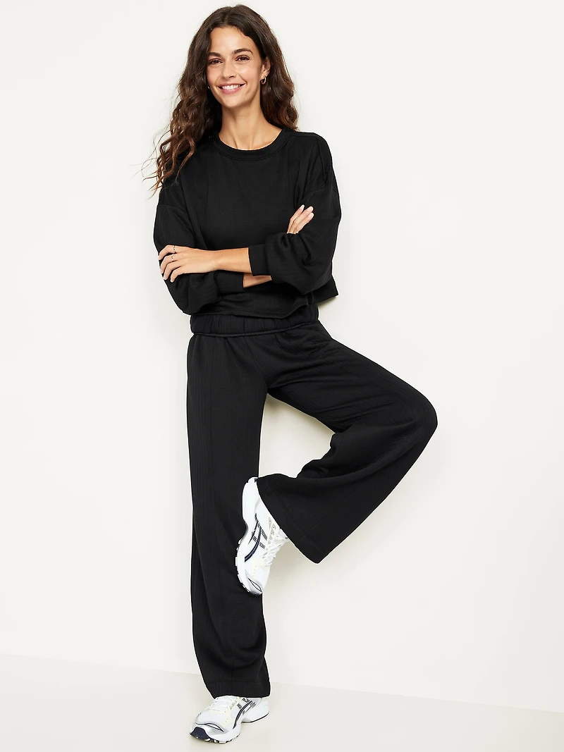 Bounce Fleece Quilted Crew-Neck Top