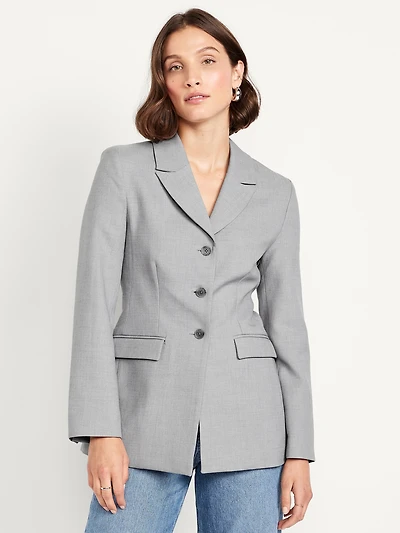 Fitted Button-Front Blazer