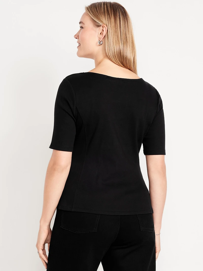 Square-Neck Peplum Top
