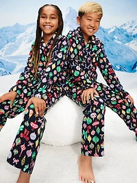 Printed Gender-Neutral Button-Front Pajama Set for Kids