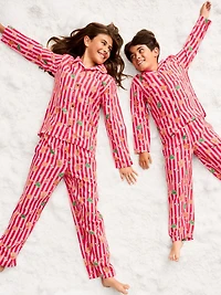 Printed Gender-Neutral Button-Front Pajama Set for Kids