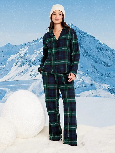 Plaid Flannel Pajama Pant Set for Women