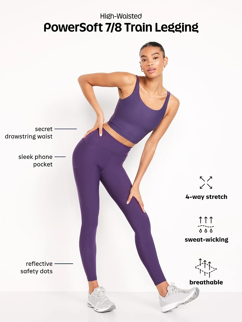 High-Waisted PowerSoft Train 7/8 Run Leggings