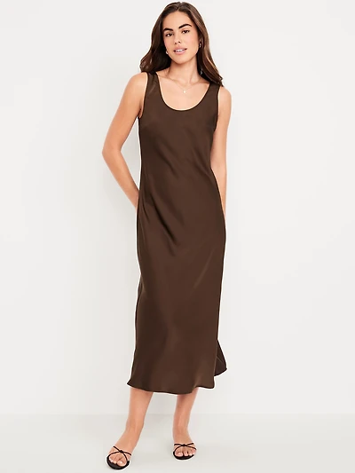 Sleeveless Satin Midi Dress
