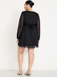 V-Neck Swiss Dot Mini Dress