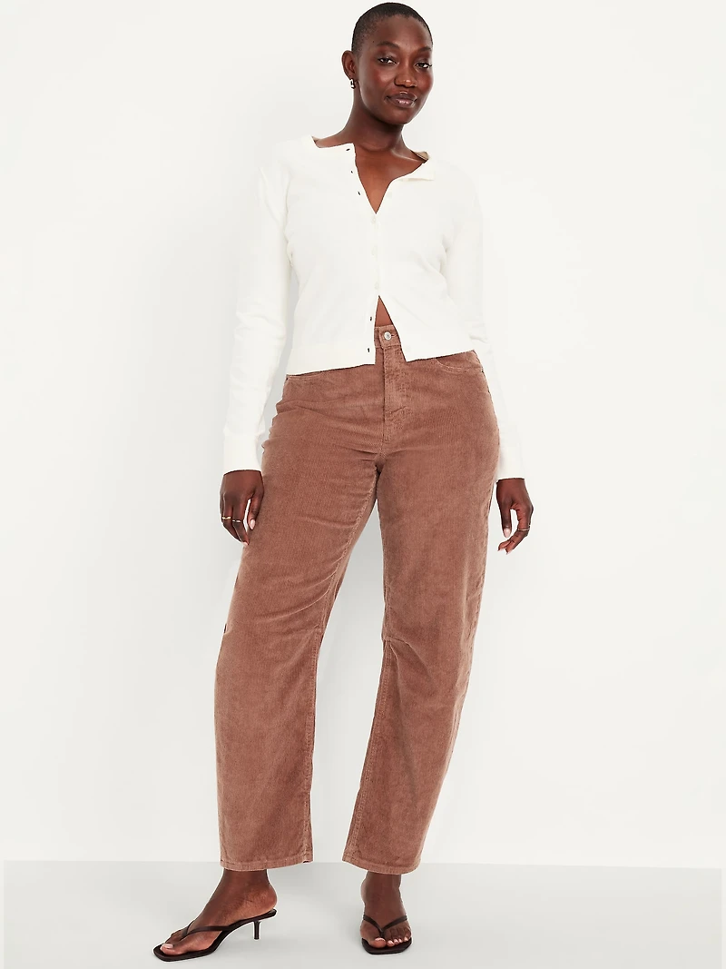 High-Waisted Barrel Ankle Corduroy Pants