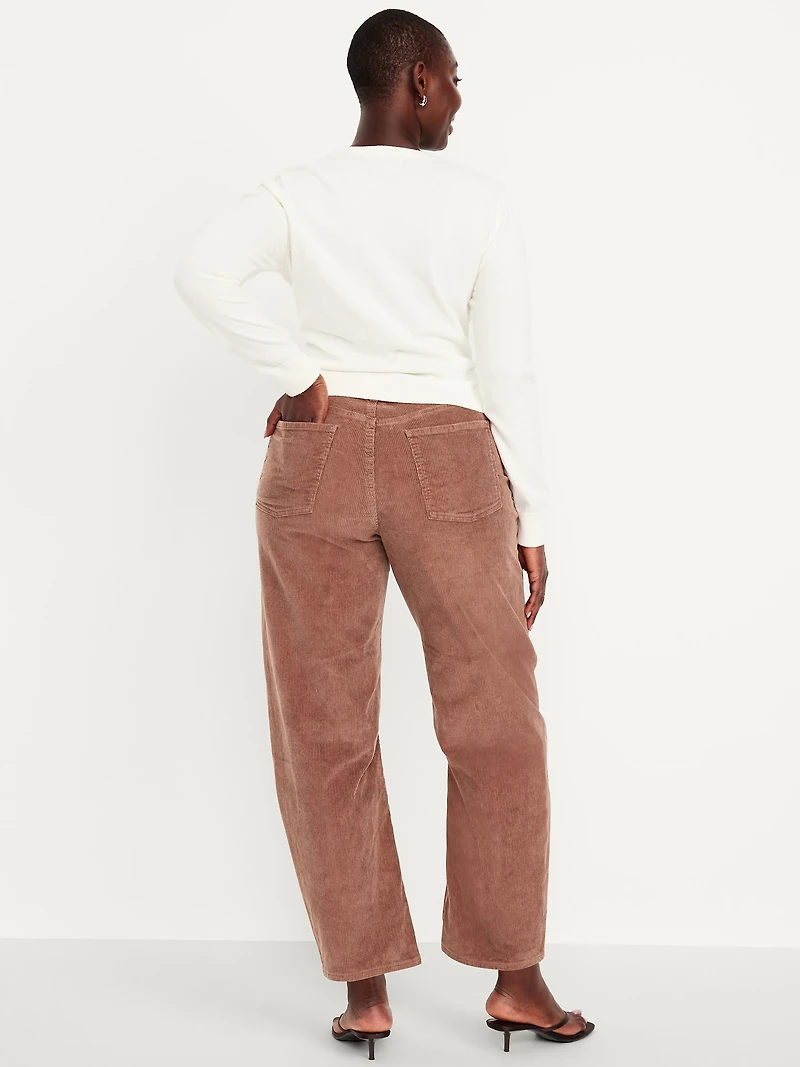 High-Waisted Barrel Ankle Corduroy Pants