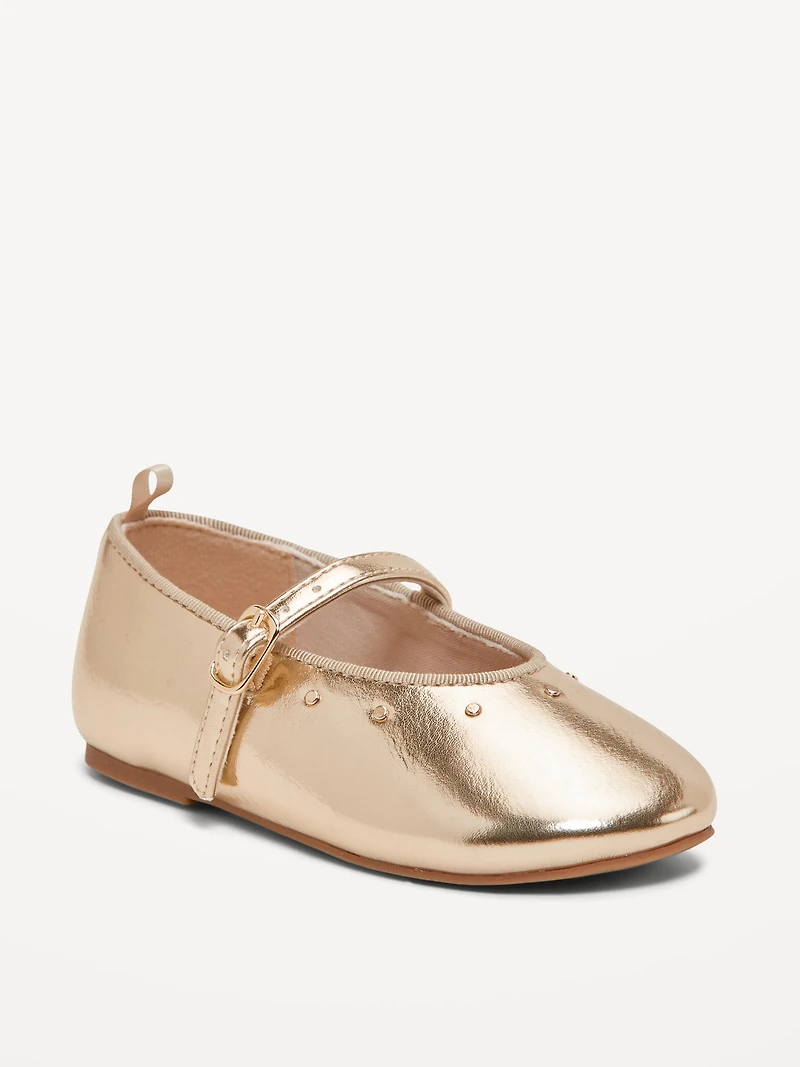 Shiny Faux-Leather Ballet Flats for Toddler Girls