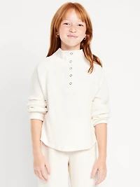 CozePlush Waffle-Knit Henley Top for Girls