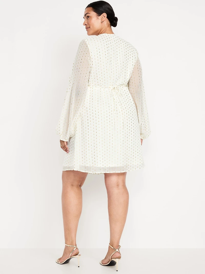 V-Neck Swiss Dot Mini Dress