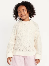 Long-Sleeve Pointelle Knit Sweater for Girls