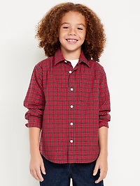 Long-Sleeve Plaid Poplin Pocket Shirt for Boys