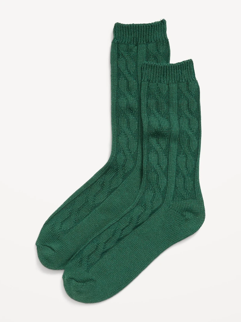 Cable Knit Crew Socks for Women