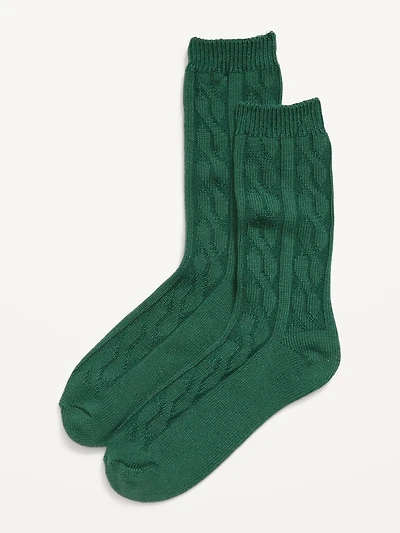 Cable Knit Crew Socks for Women