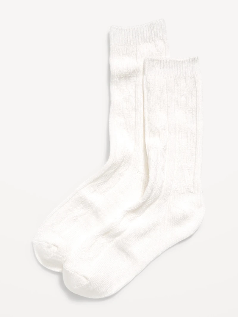 Cable Knit Crew Socks for Women