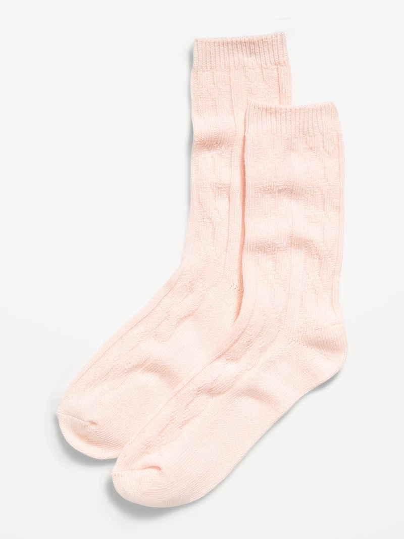 Cable Knit Crew Socks for Women