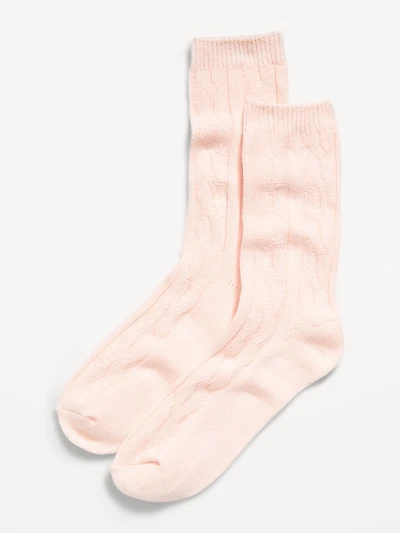 Cable Knit Crew Socks for Women