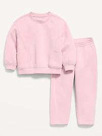 Bounce Fleece Crew-Neck and Sweatpants Set for Toddler Girls