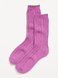 Cable Knit Crew Socks for Women
