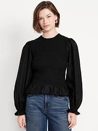 Long-Sleeve Smocked Top