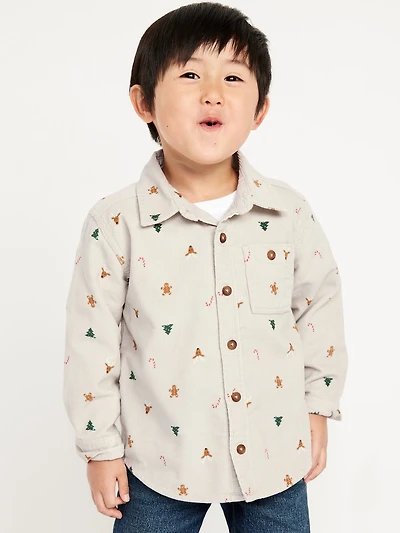 Long-Sleeve Corduroy Pocket Shirt for Toddler Boys