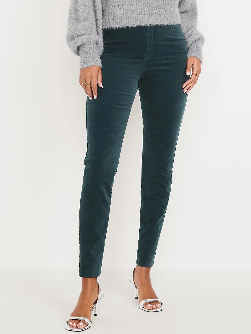 High-Waisted Velvet Pixie Skinny Ankle Pants