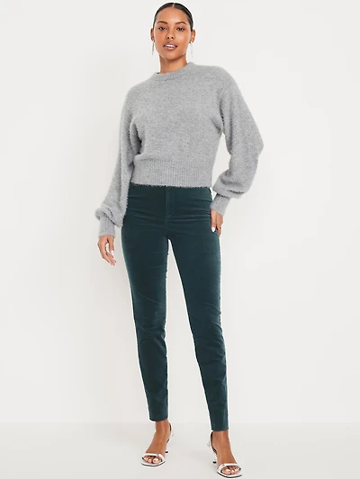 High-Waisted Velvet Pixie Skinny Ankle Pants