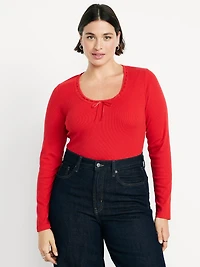 Scoop-Neck Long-Sleeve Ribbed Top