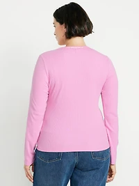 Scoop-Neck Long-Sleeve Ribbed Top