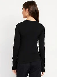 Fitted Seamless Long-Sleeve Ribbed Performance Top for Girls