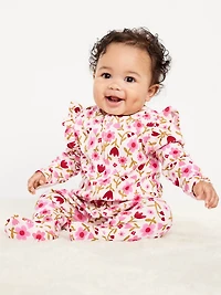 2-Way-Zip Sleep & Play Ruffle-Trim Footed One-Piece for Baby