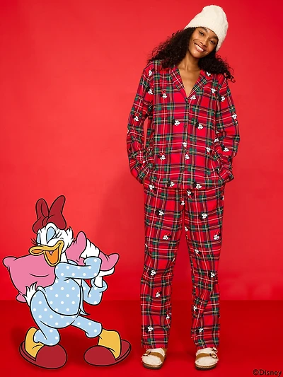Old Navy x Disney Mickey Mouse & Friends Printed Flannel Pajama Set for Women