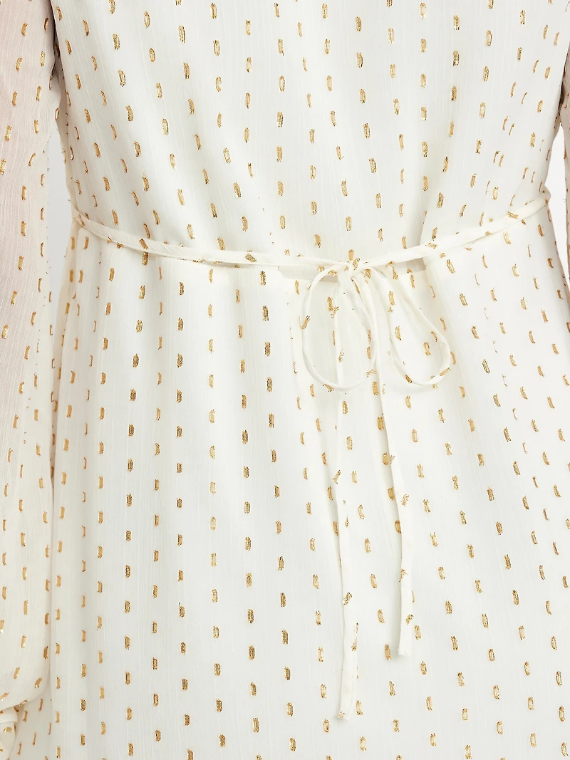 V-Neck Swiss Dot Mini Dress