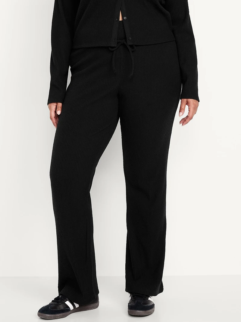 Extra High Waisted Sweater Ribbed Flare Pant