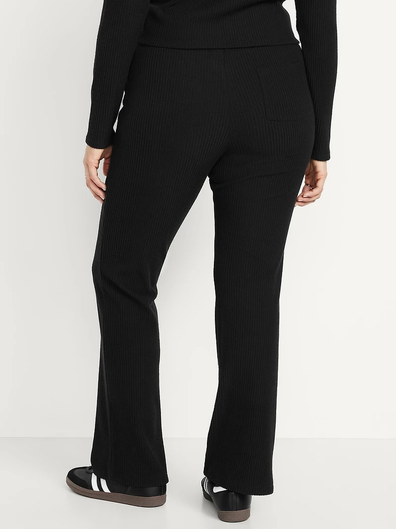 Extra High Waisted Sweater Ribbed Flare Pant
