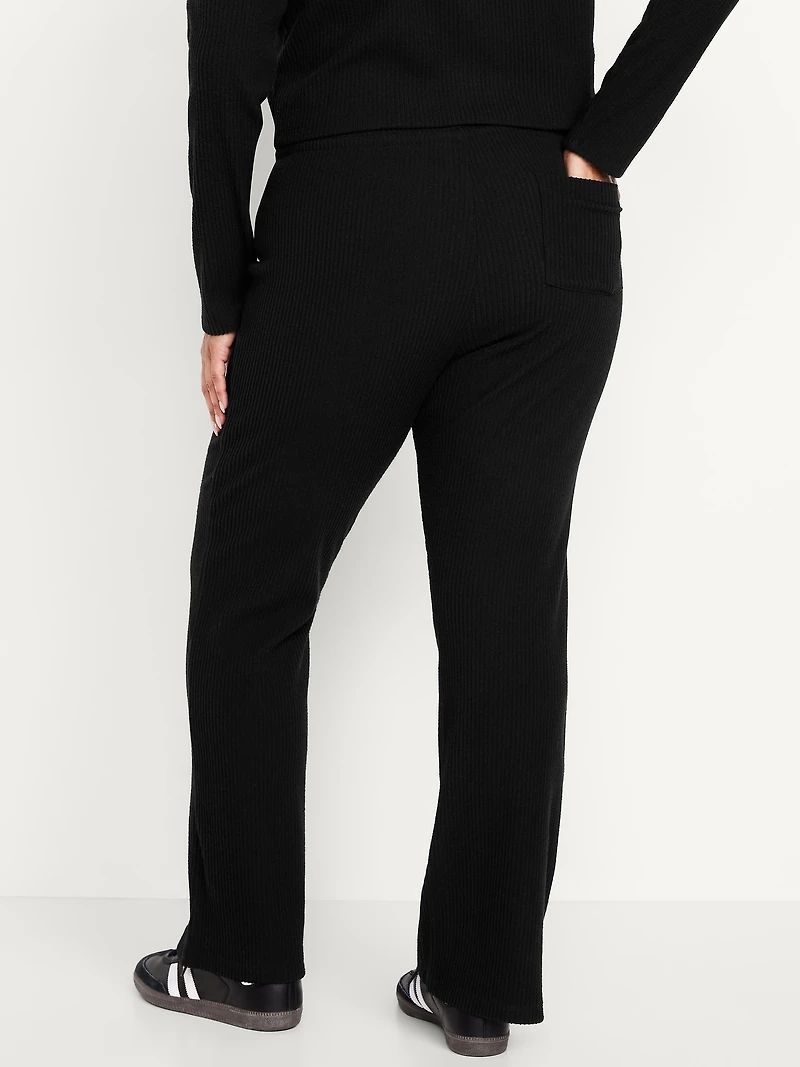 Extra High Waisted Sweater Ribbed Flare Pant