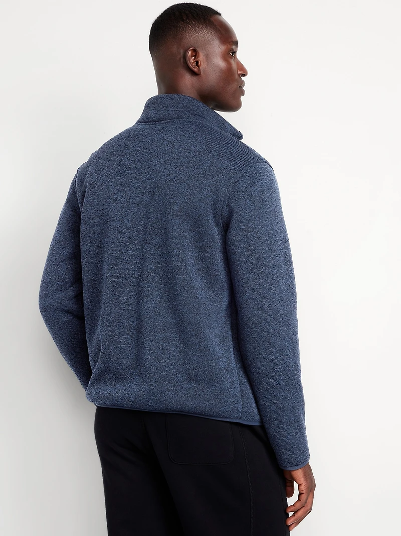 Sherpa-Lined Fleece-Knit Jacket