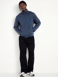 Sherpa-Lined Fleece-Knit Jacket