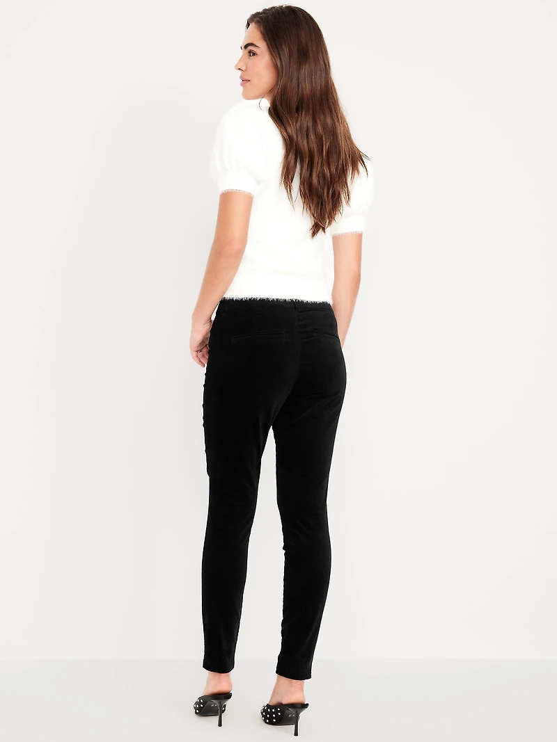 High-Waisted Velvet Pixie Skinny Ankle Pants