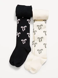 Soft-Knit Sparkle-Bows Tights 2-Pack for Toddler Girls