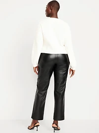 High-Waisted Faux-Leather Pixie Straight Pants