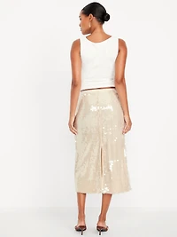High-Waisted Sequin Midi Pencil Skirt