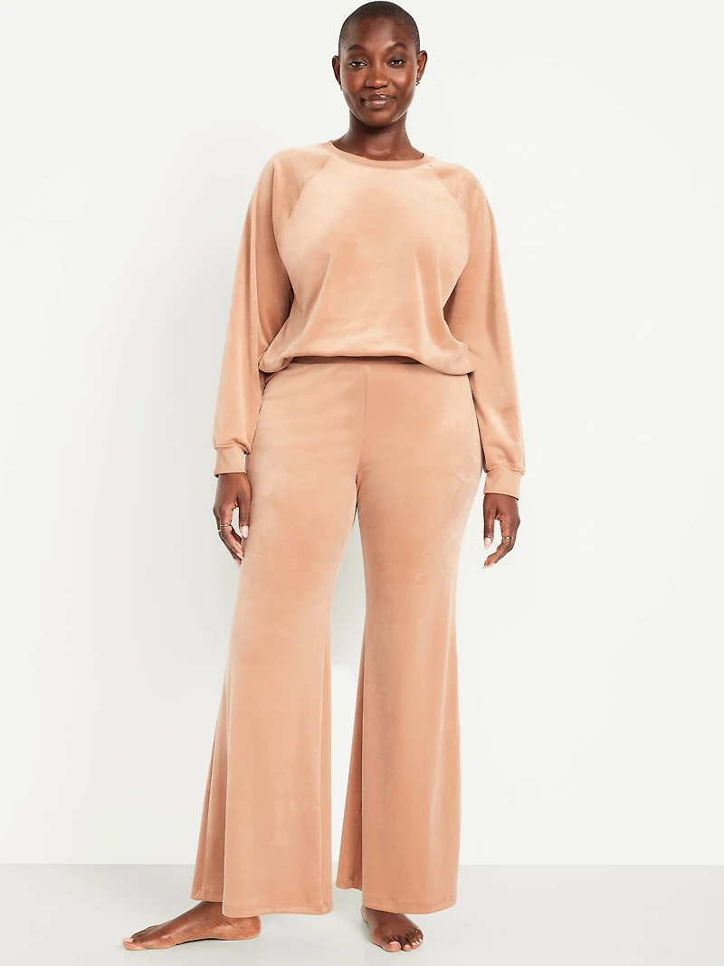 High-Waisted Velour Flare Lounge Pants