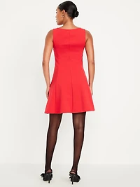 Sleeveless Ponte-Knit Mini Swing Dress