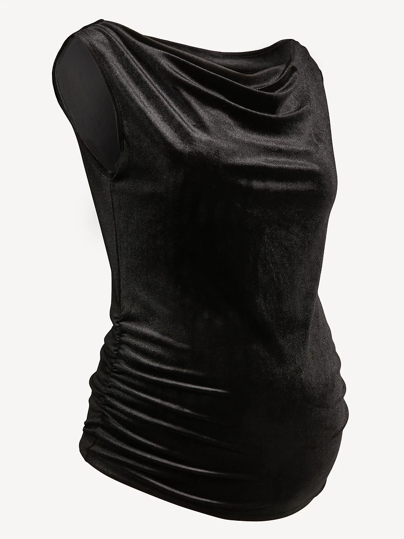 Maternity Velvet Asymmetrical Shoulder Top