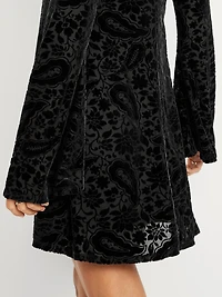Long-Sleeve Velour Mini Dress
