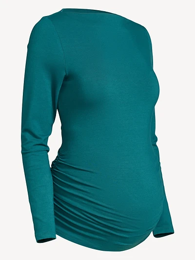 Maternity Long-Sleeve Slit-Neck T-Shirt
