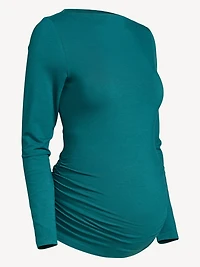 Maternity Long-Sleeve Slit-Neck T-Shirt
