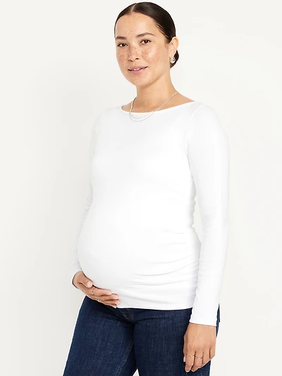Maternity Long-Sleeve Boatneck T-Shirt